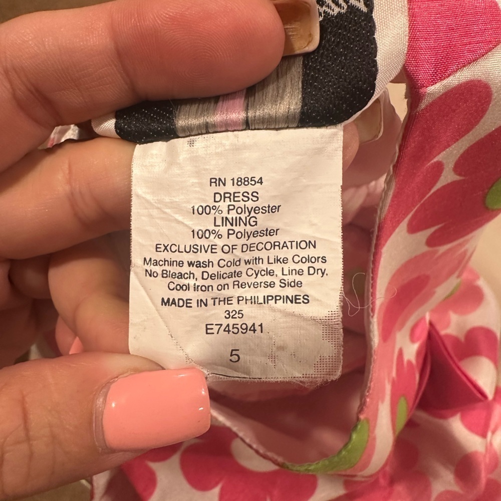 Rare Editions Girls 5 Pink Floral Satin Dress Bow Party Easter Spring Retro - Picture 9 of 9